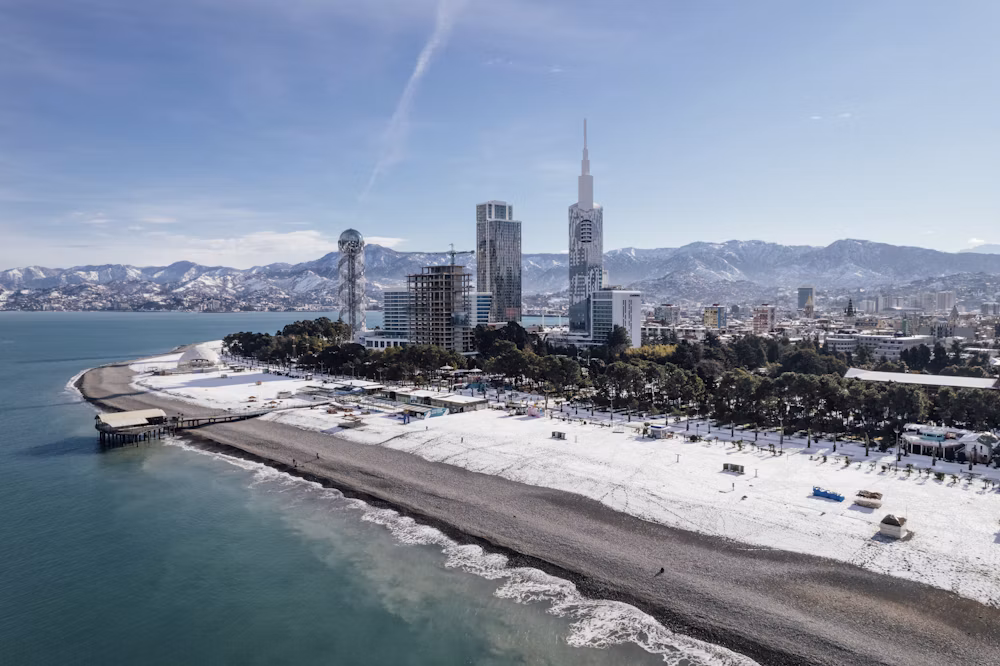 Aerial view of Batumi's Black Sea coastline relevant to Batumi real estate investment considerations